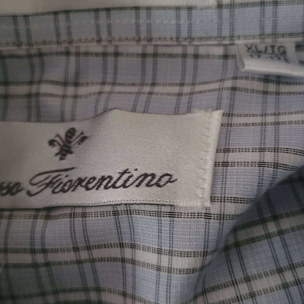 Rosso Fiorentino Plaid dress Shirt Men's Size17- 17 1/2 - Picture 5 of 6